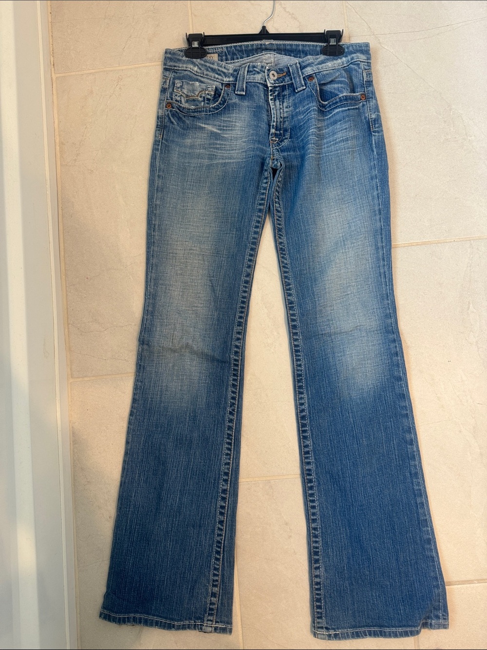 Mid-Rise Blue Flare Jeans for Women